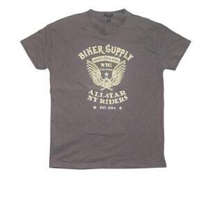 M Forever 21 Biker Supply Tee – Charcoal Brown Y2K Moto Eagle Graphic
